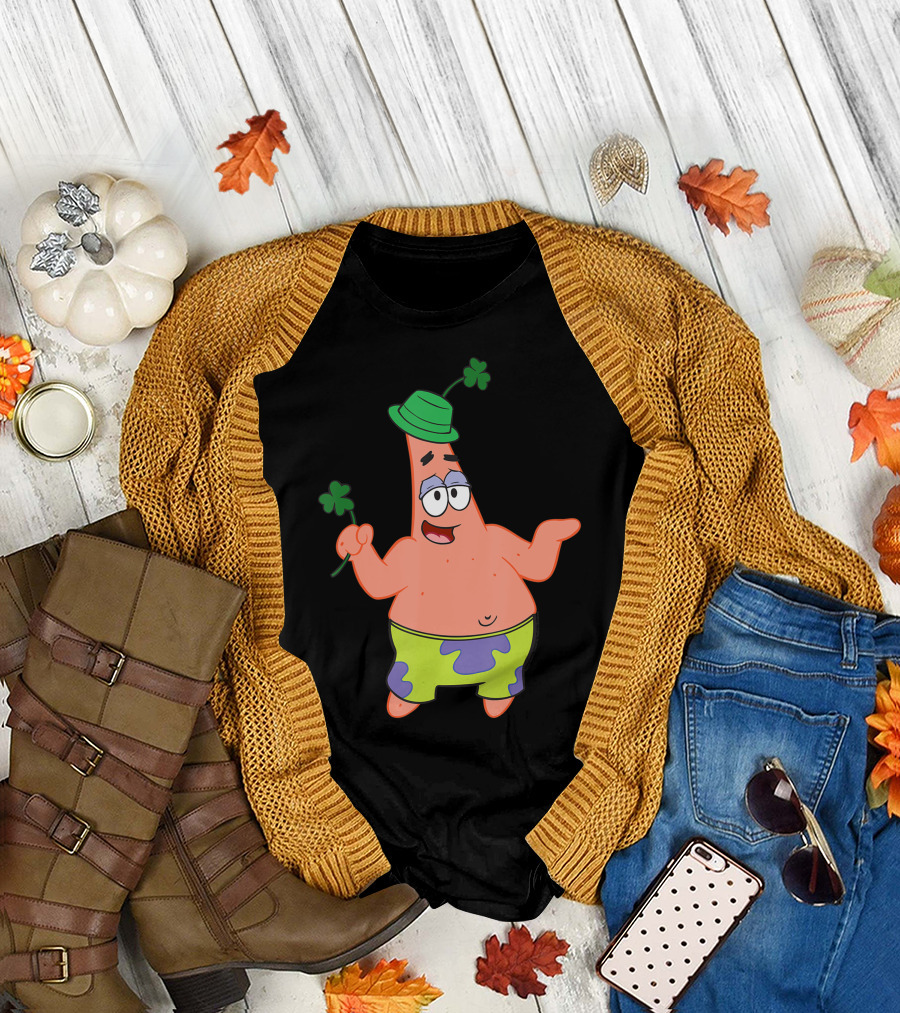 SpongeBob Patrick Star Irish Green Clover Hat St. Patrick's Day T-Shirt
