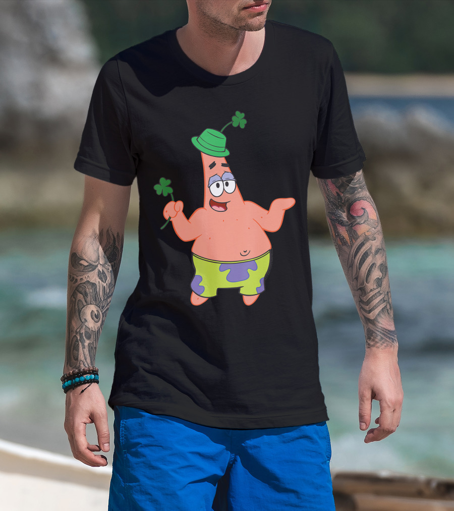 SpongeBob Patrick Star Irish Green Clover Hat St. Patrick's Day T-Shirt