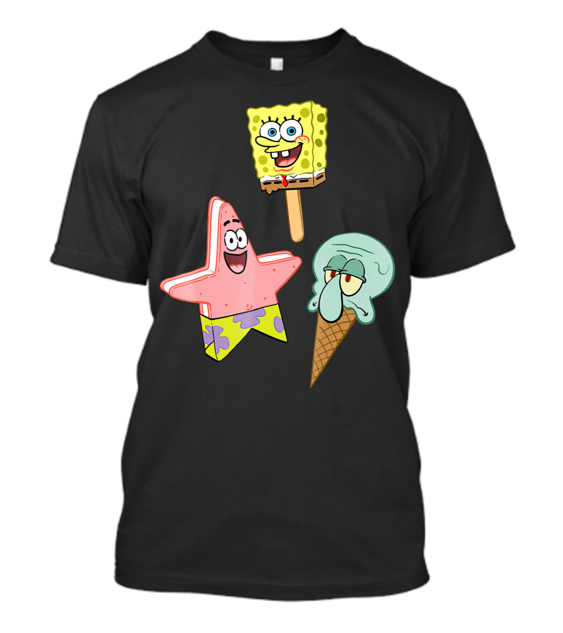 SpongeBob SquarePants Patrick Star Squidward Ice Cream Popsicle Characters T-Shirt