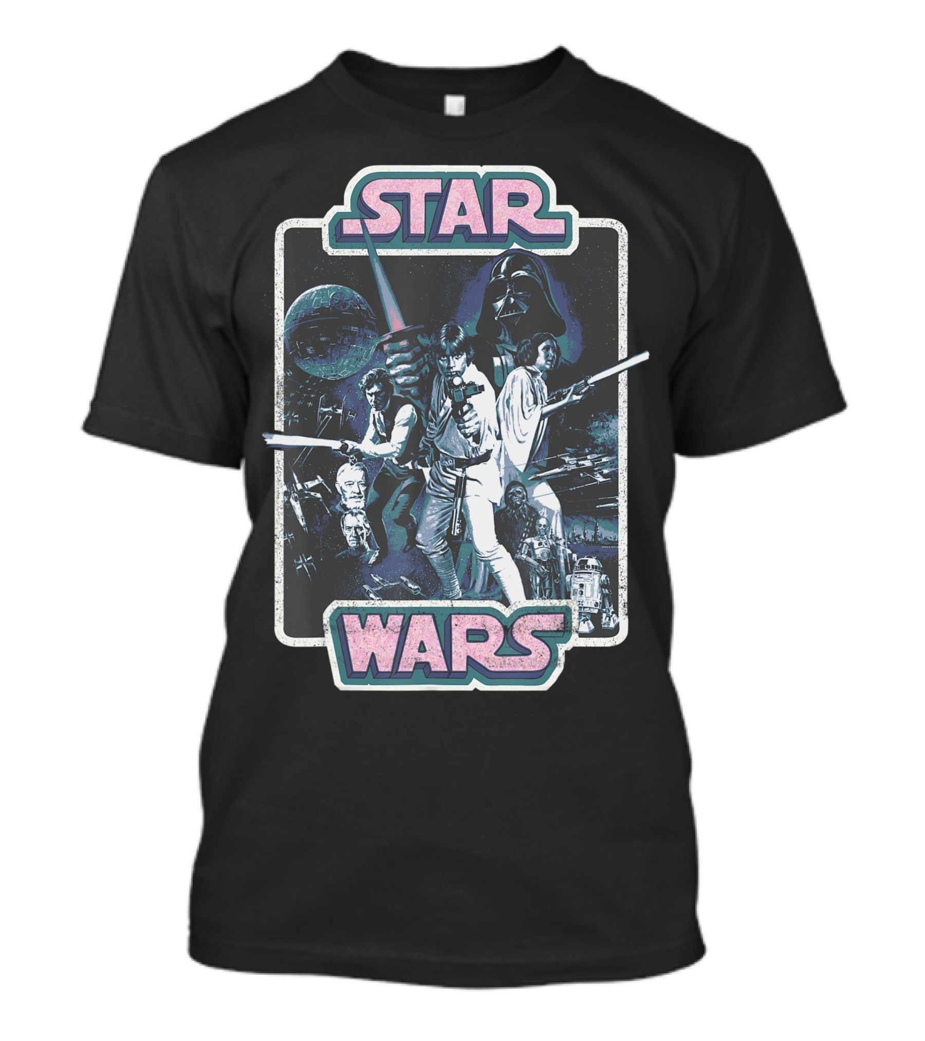 Star Wars A New Hope Vintage Movie Poster Retro Artwork Featuring Iconic Characters And Darth Vader T-Shirt