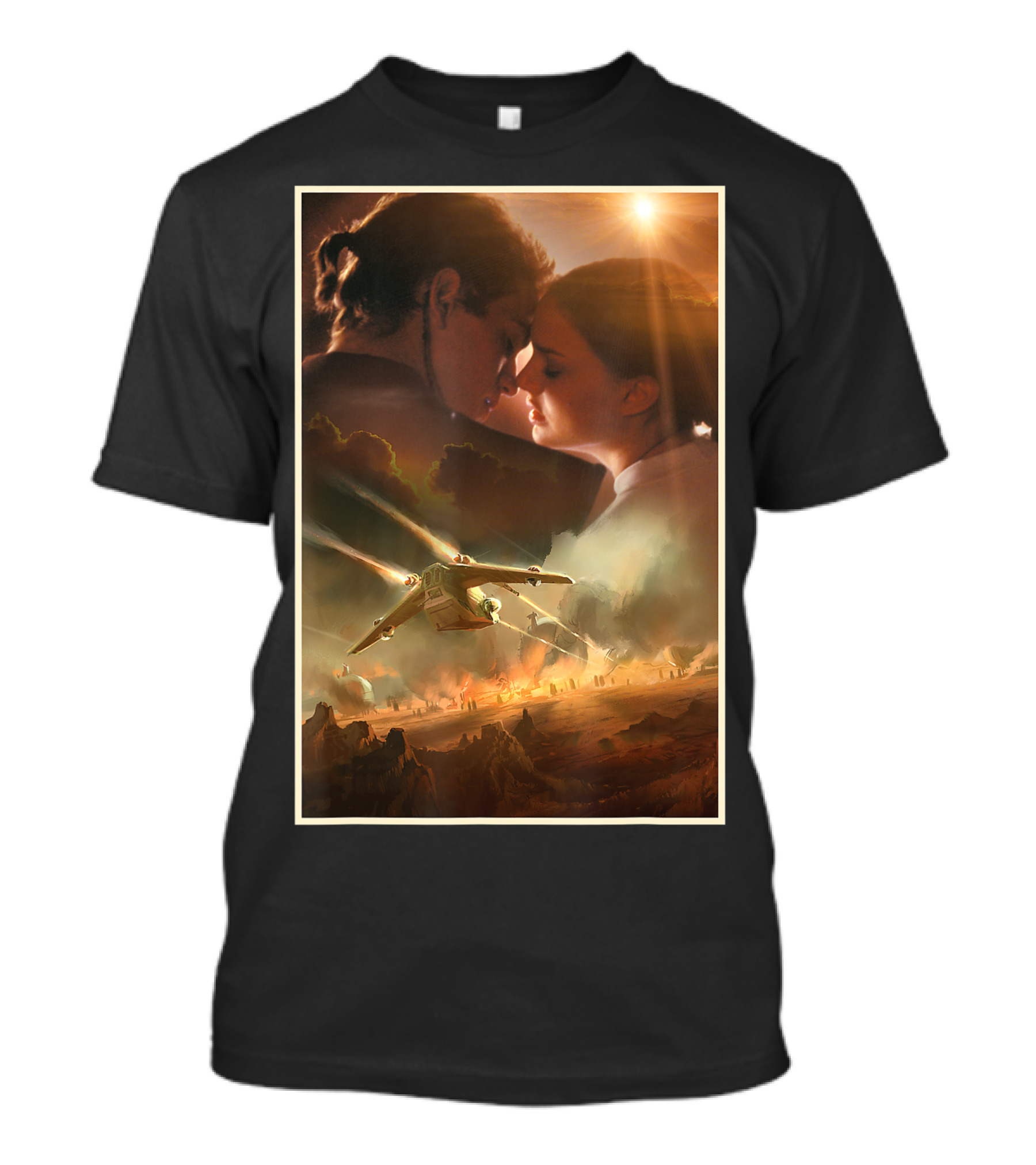 Star Wars Attack Of The Clones Anakin Amidala Romance And Battle Scene T-Shirt