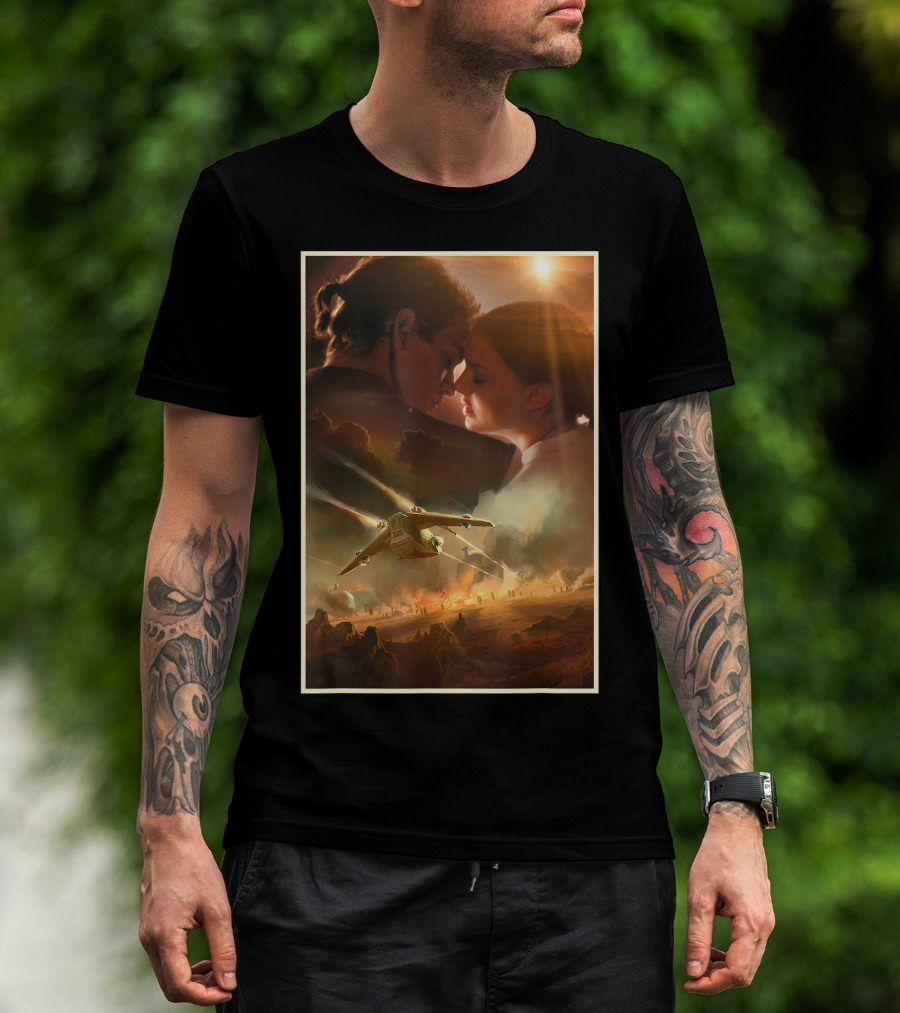 Star Wars Attack Of The Clones Anakin Amidala Romance And Battle Scene T-Shirt