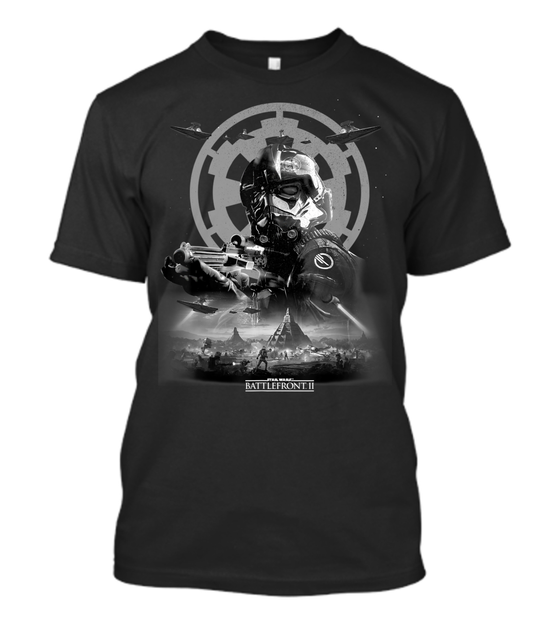 Star Wars Battlefront II Imperial Grey Stormtrooper Galactic Conflict Scene T-Shirt