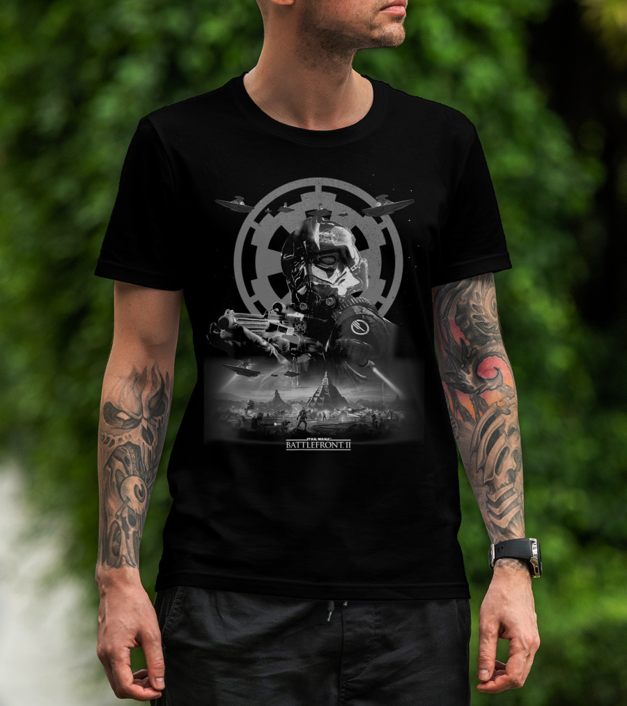 Star Wars Battlefront II Imperial Grey Stormtrooper Galactic Conflict Scene T-Shirt