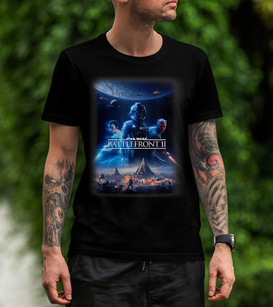 Star Wars Battlefront II Rey Darth Maul Galactic Conflict Scene T-Shirt