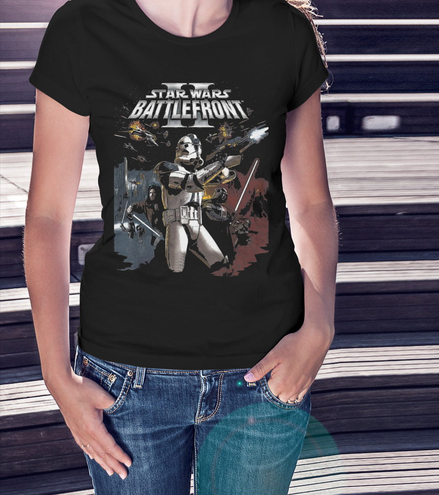 Star Wars Battlefront II Clone Trooper And Jedi Galactic Warfare Scene T-Shirt