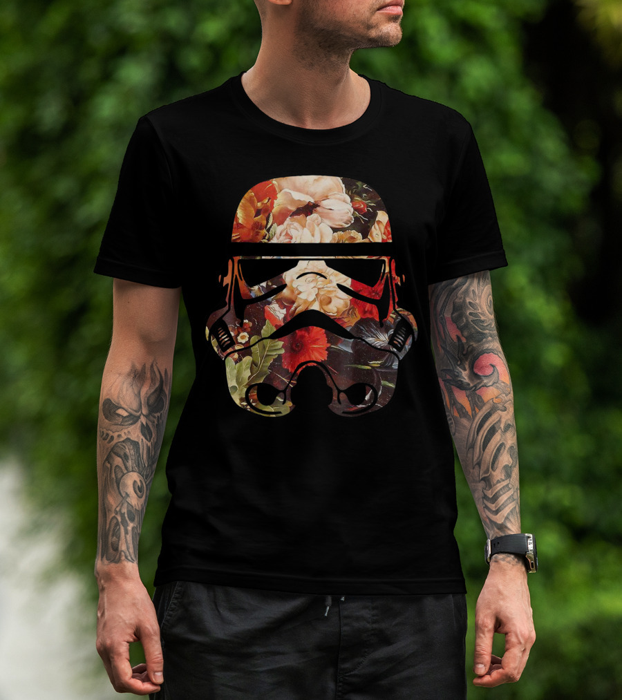 Star Wars Stormtrooper Helmet Floral Pattern Blossoms T-Shirt
