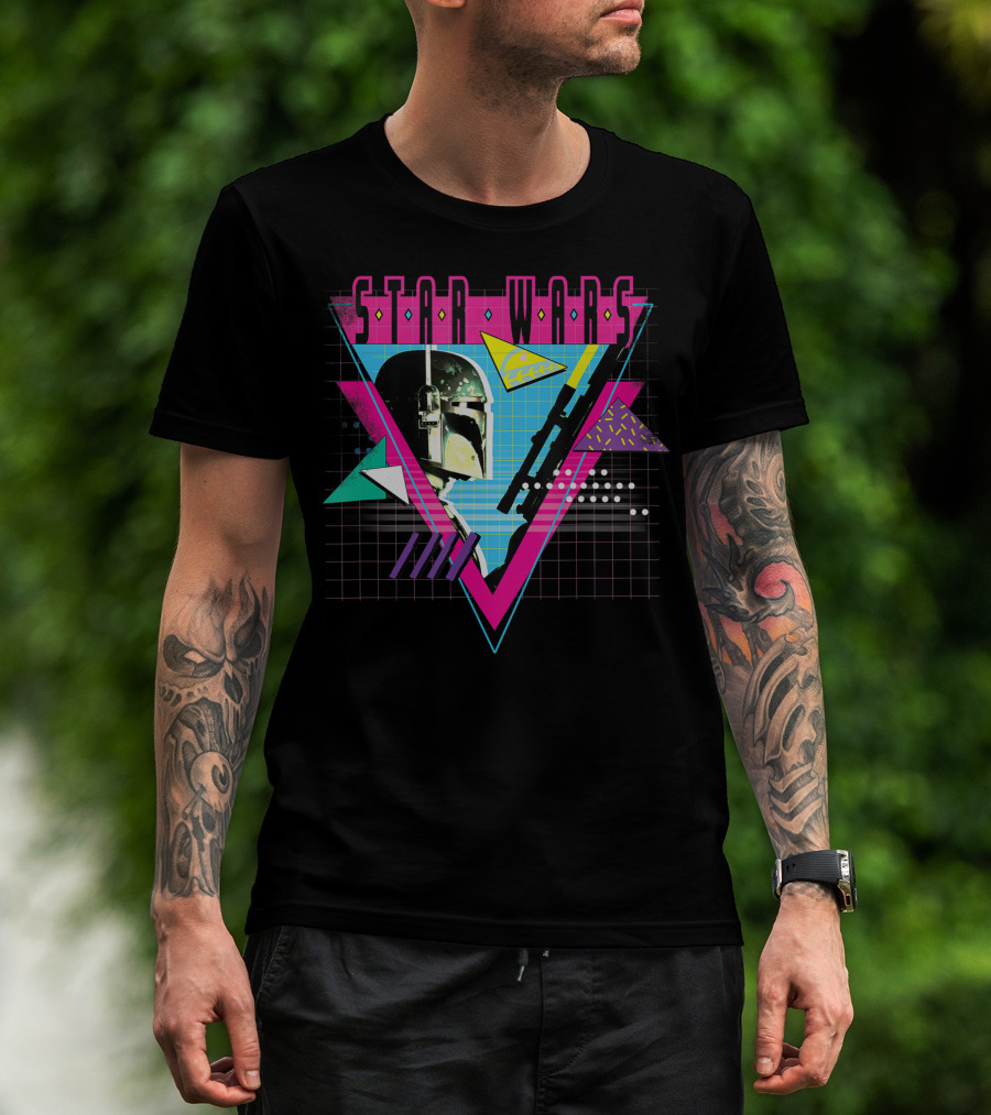 Star Wars Boba Fett Retro 90s Style Geometric T-Shirt