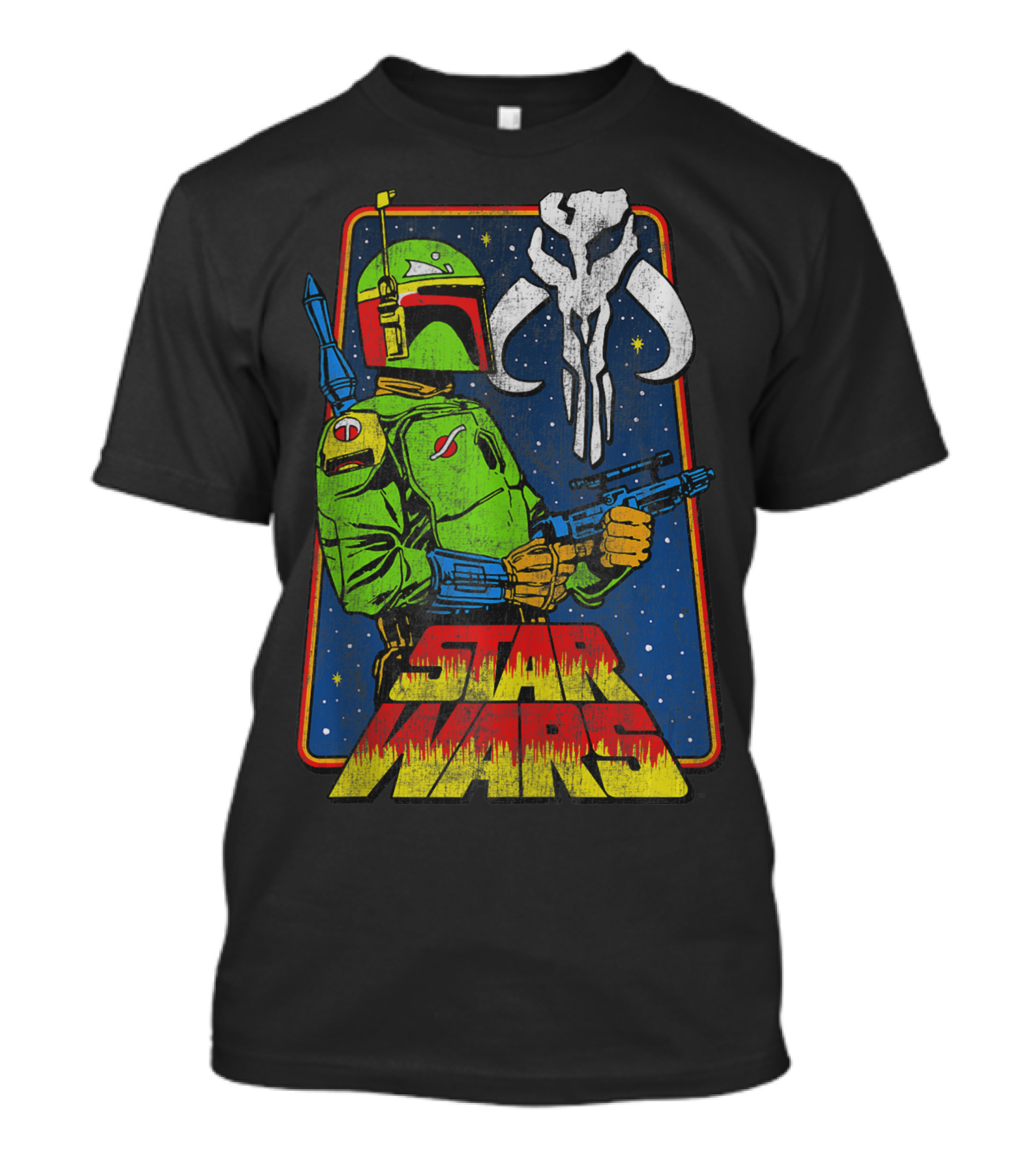 Star Wars Boba Fett Mandalorian Mythosaur Skull Retro T-Shirt