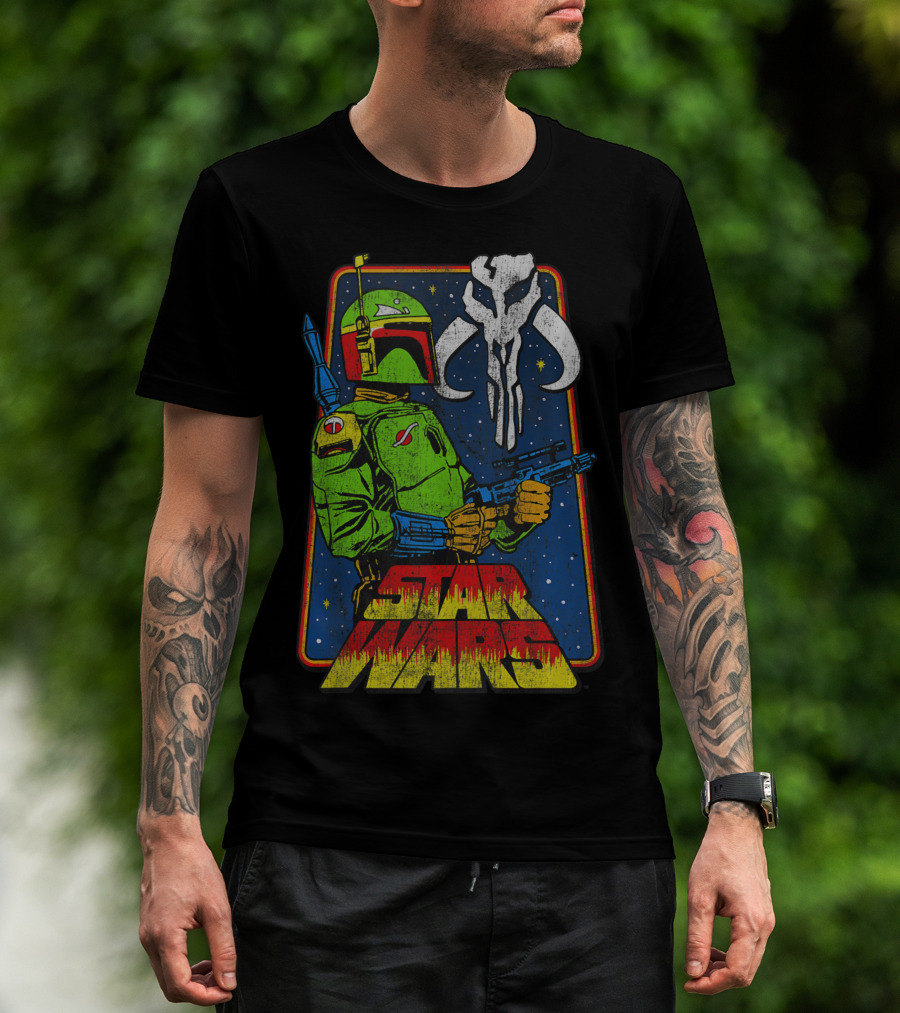 Star Wars Boba Fett Mandalorian Mythosaur Skull Retro T-Shirt