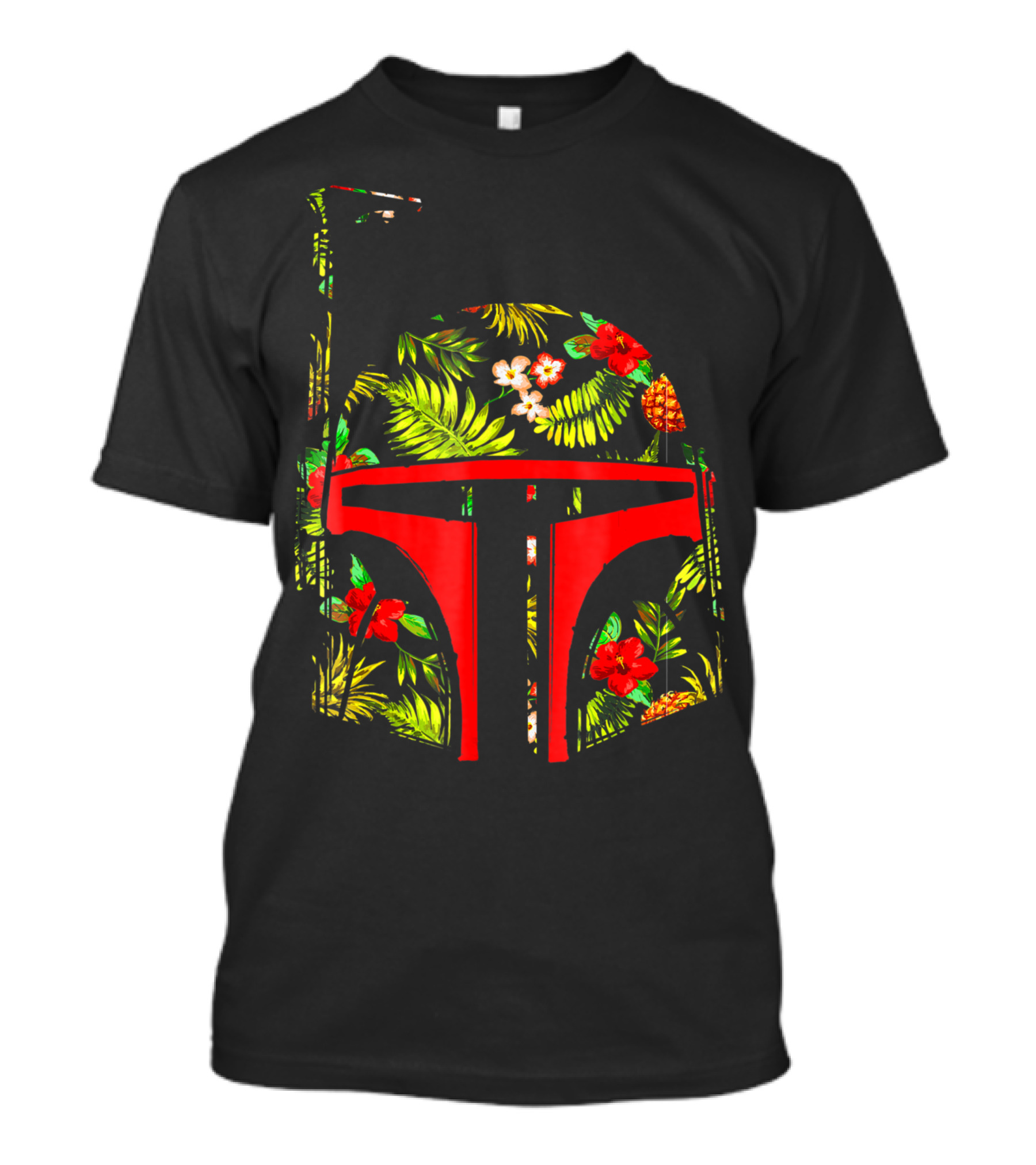 Star Wars Boba Fett Helmet Tropical Floral Print T-Shirt