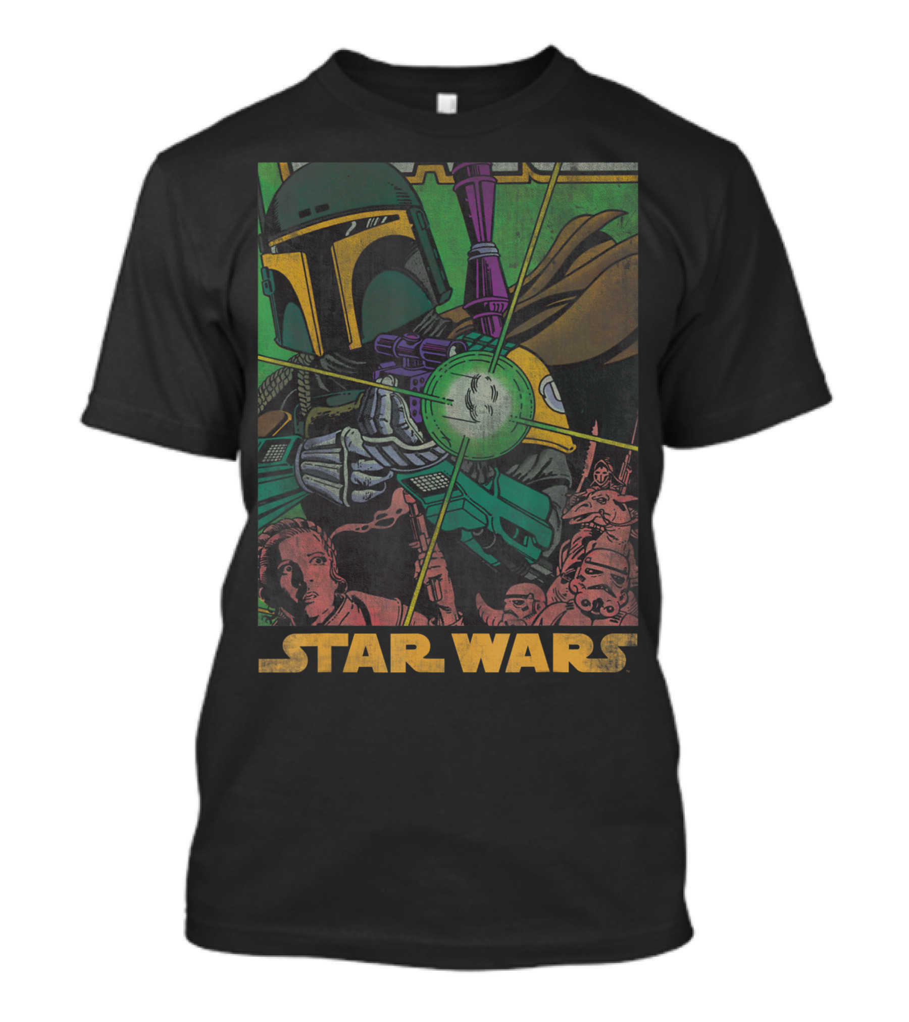 Star Wars Boba Fett Vintage Comic Style With Classic Characters T-Shirt
