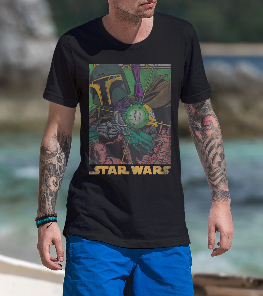 Star Wars Boba Fett Vintage Comic Style With Classic Characters T-Shirt