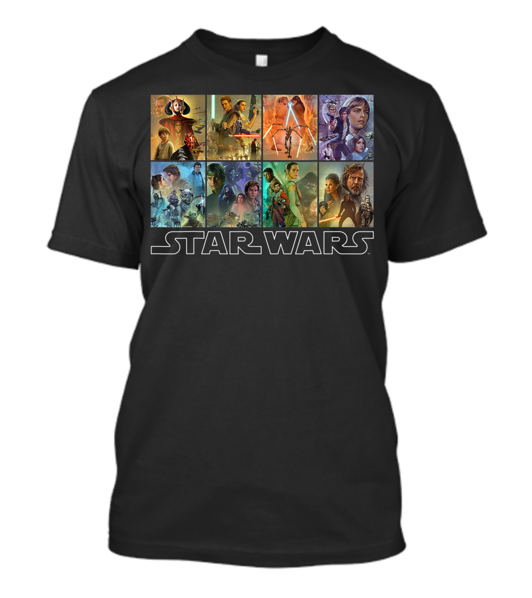 Star Wars Celebration Mural Trilogy Panels Iconic Characters And Scenes T-Shirt