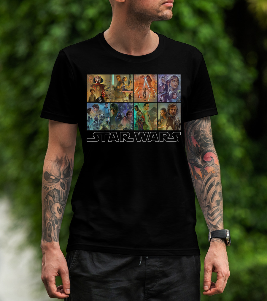 Star Wars Celebration Mural Trilogy Panels Iconic Characters And Scenes T-Shirt