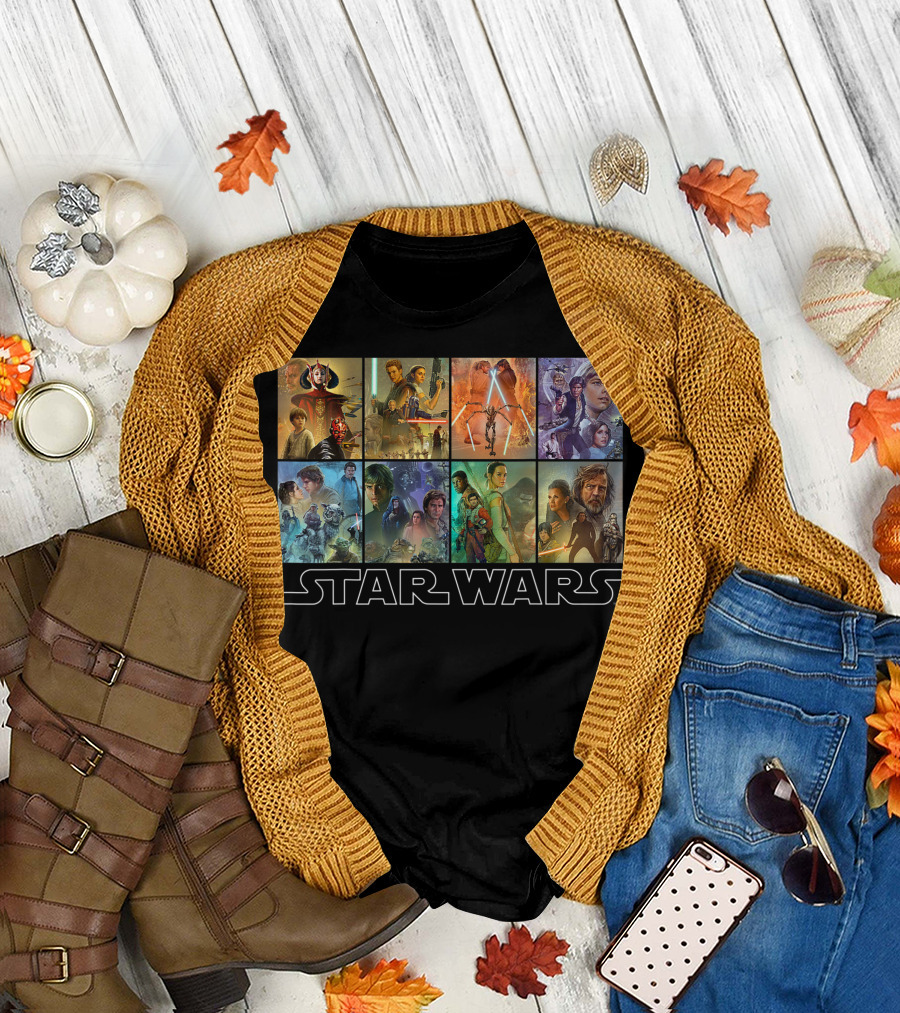 Star Wars Celebration Mural Trilogy Panels Iconic Characters And Scenes T-Shirt