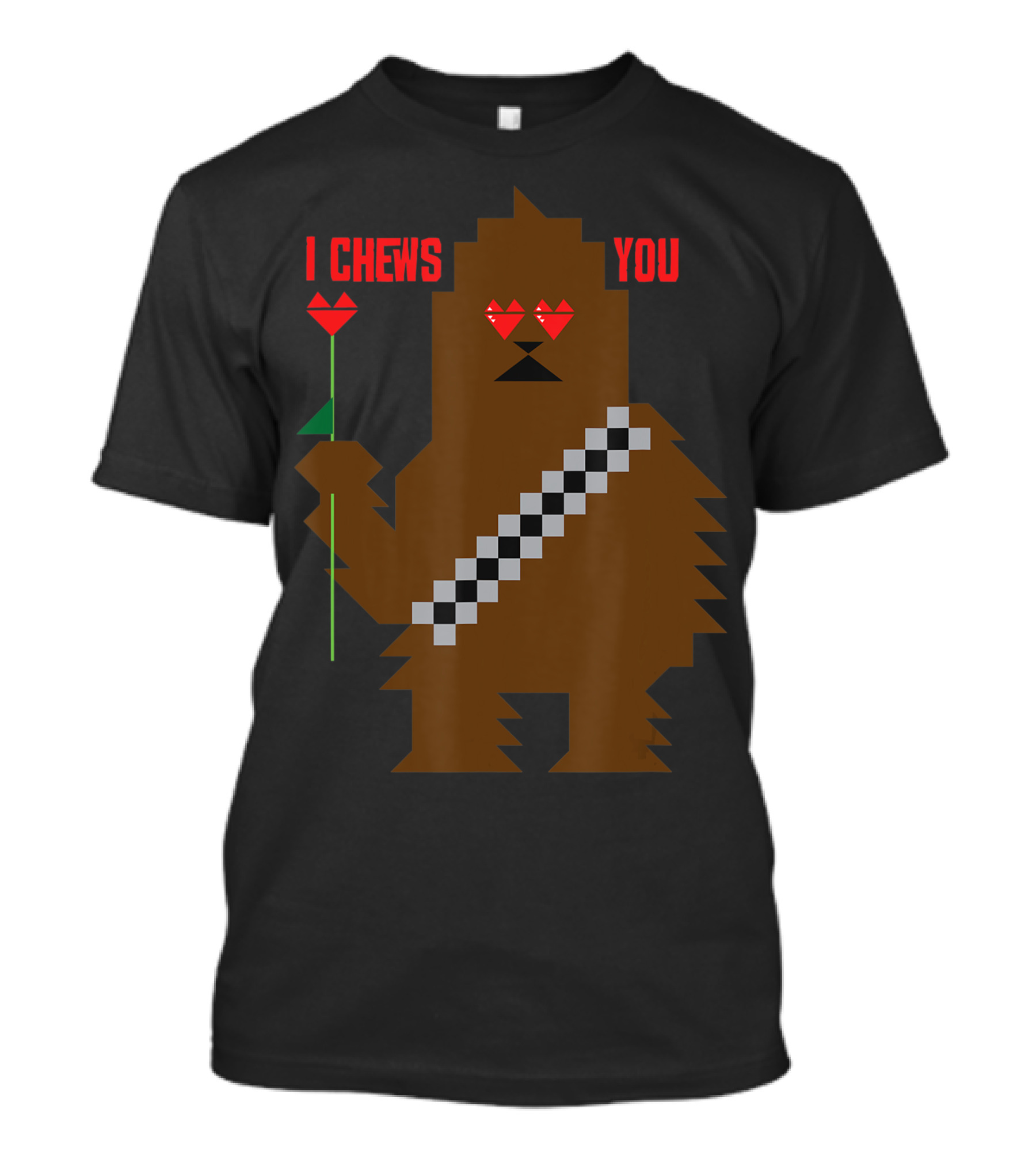Star Wars Chewbacca I Chews You Valentines Day Pixel Art Rose T-Shirt