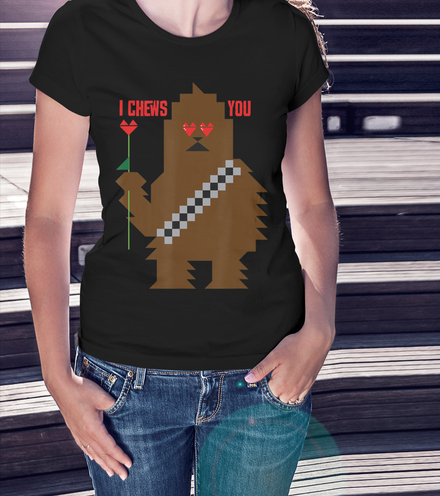 Star Wars Chewbacca I Chews You Valentines Day Pixel Art Rose T-Shirt