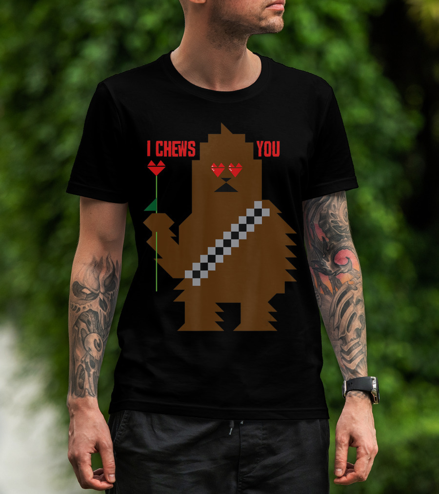 Star Wars Chewbacca I Chews You Valentines Day Pixel Art Rose T-Shirt