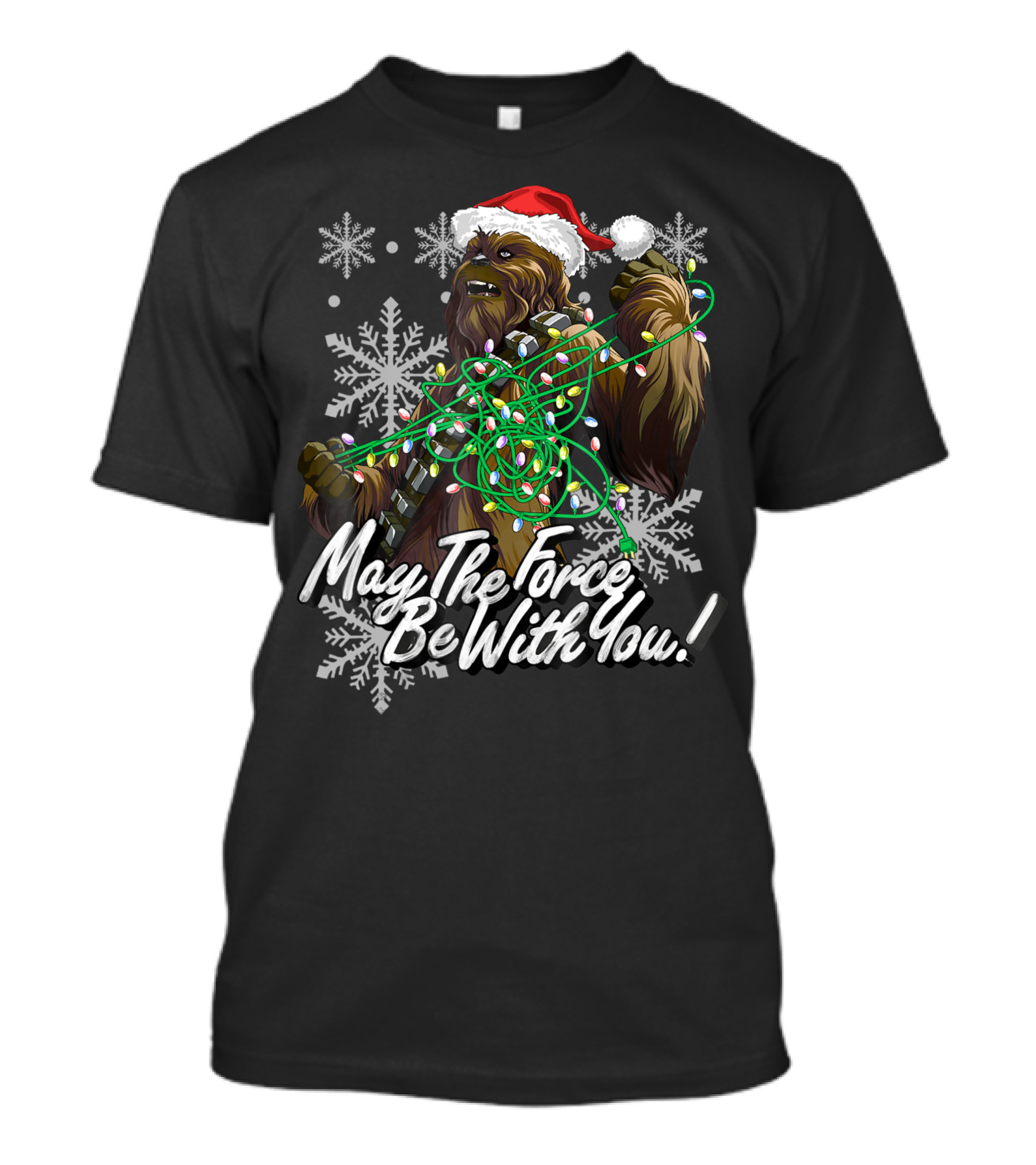 Star Wars Christmas Chewbacca Tangled Lights May The Force Be With You T-Shirt