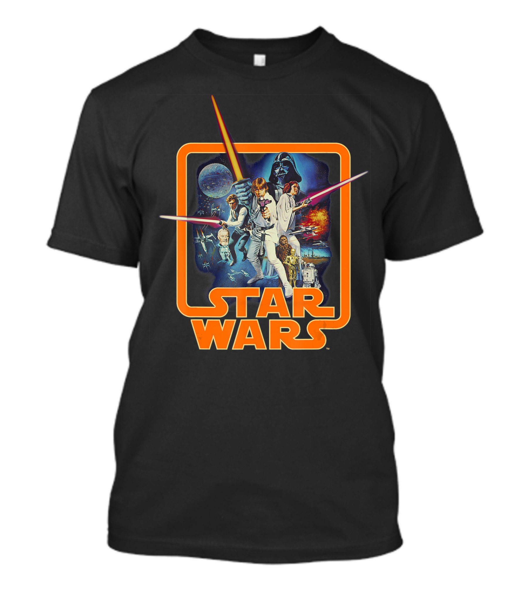 Star Wars A New Hope Classic Movie Scene With Iconic Characters And Space Battle T-Shirt