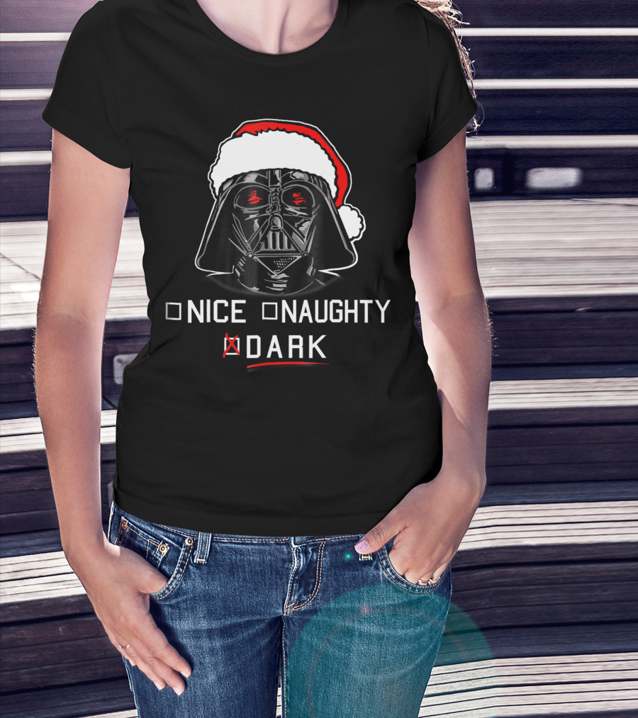 Star Wars Darth Vader Nice Naughty Dark Santa Hat T-Shirt
