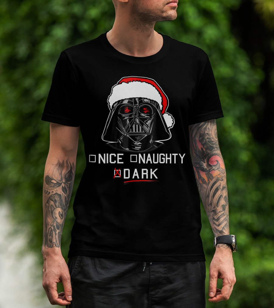 Star Wars Darth Vader Nice Naughty Dark Santa Hat T-Shirt