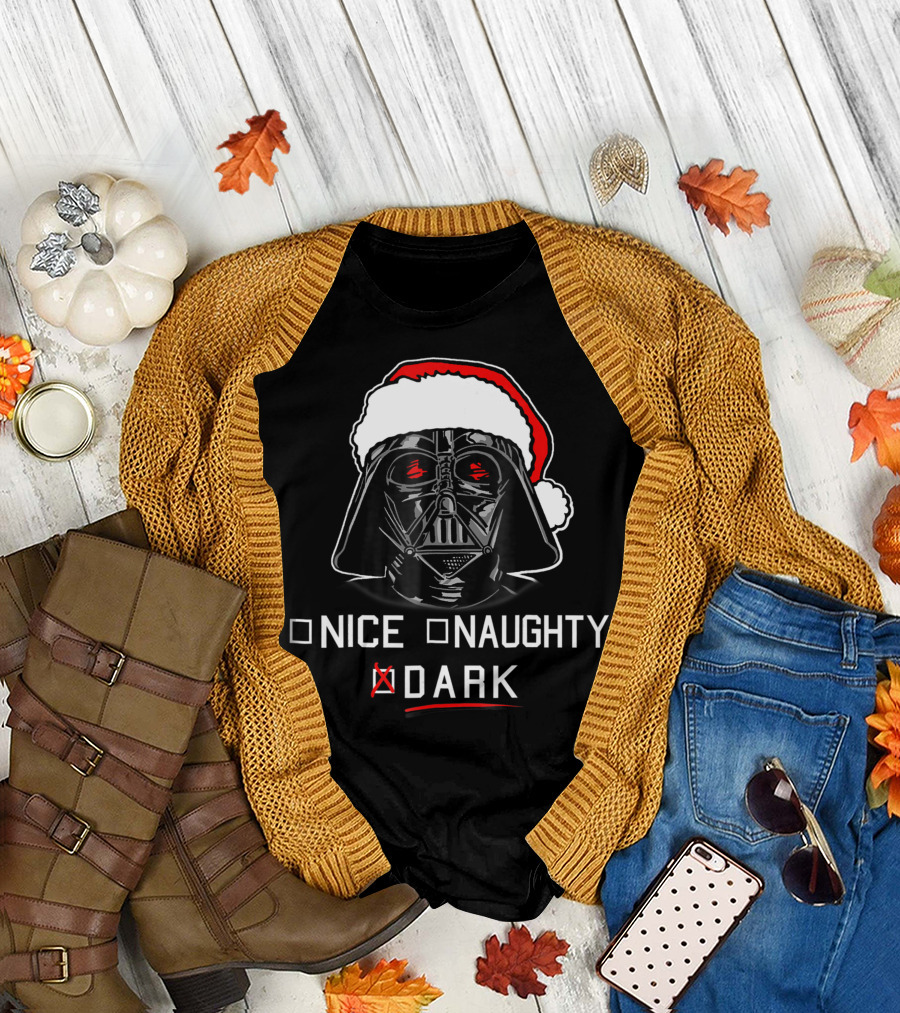 Star Wars Darth Vader Nice Naughty Dark Santa Hat T-Shirt
