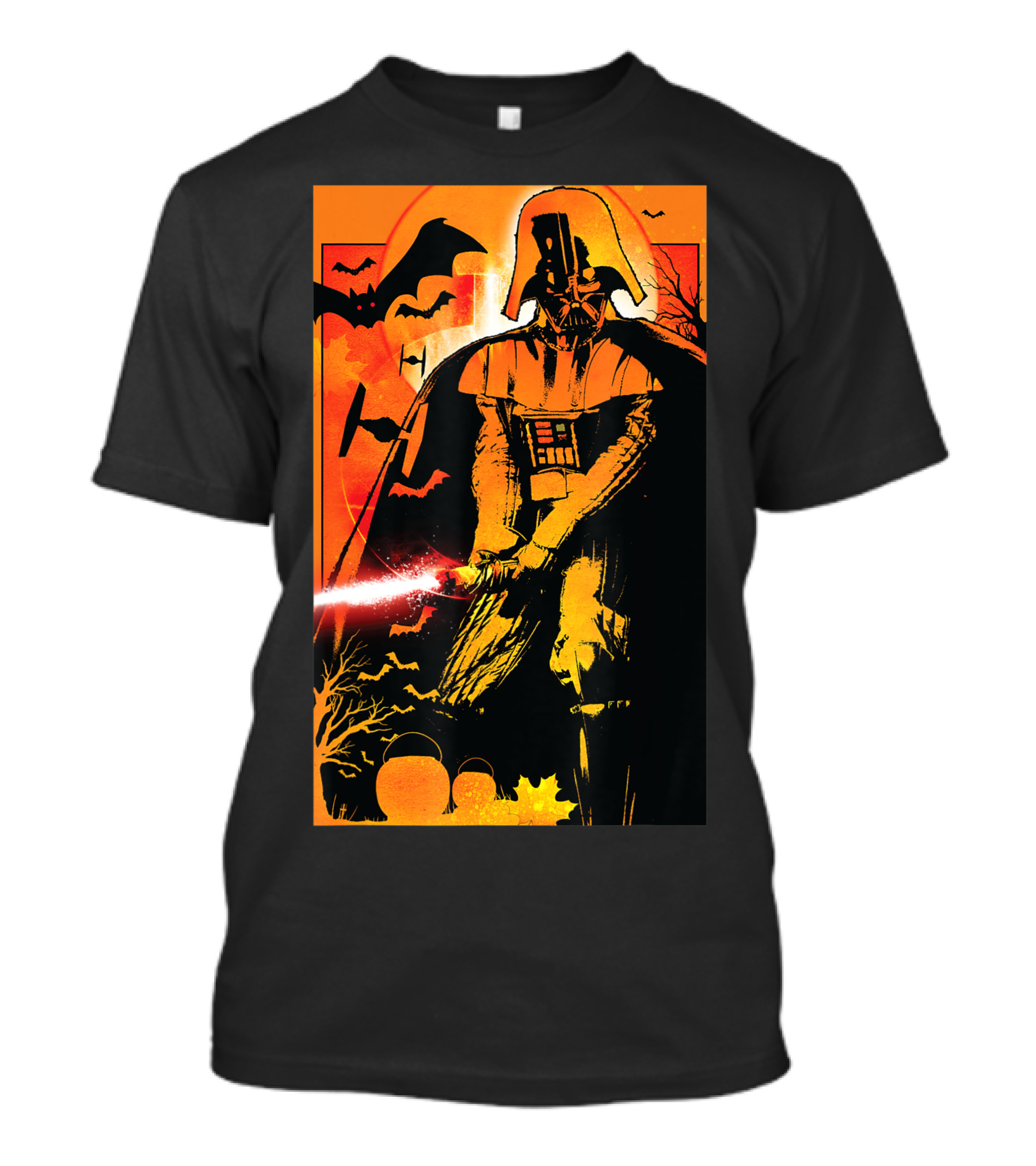Star Wars Darth Vader Halloween Scary Night With Bats And Pumpkin 9R T-Shirt