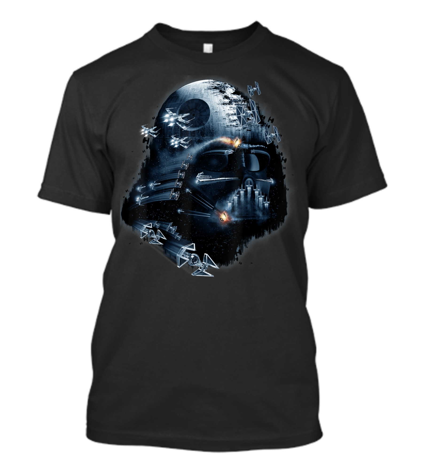 Star Wars Darth Vader Helmet Collage Death Star TIE Fighters Scene T-Shirt