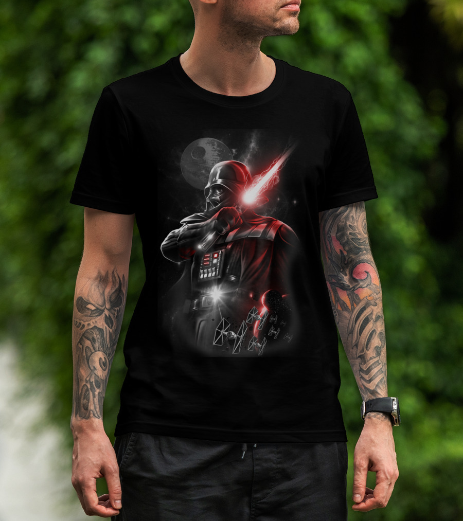 Star Wars Darth Vader Lightsaber Galactic Empire Tie Fighters Death Star T-Shirt