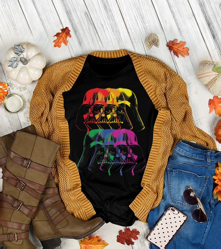 Star Wars Darth Vader Rainbow Helmet Darkside Pride T-Shirt