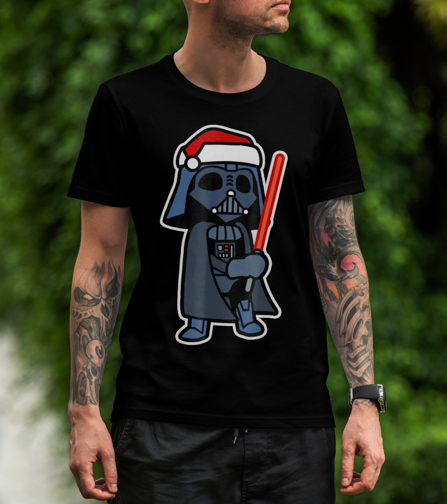 Star Wars Darth Vader Santa Hat Lightsaber Christmas T-Shirt
