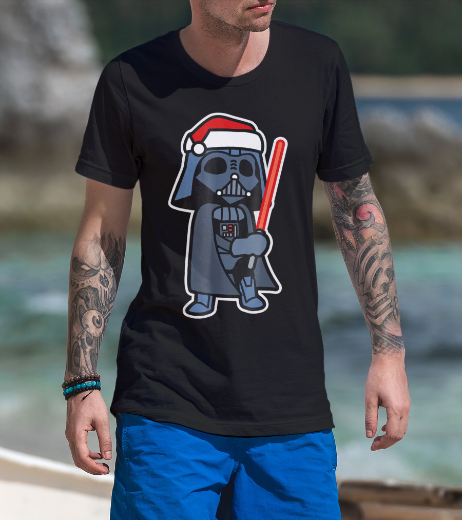 Star Wars Darth Vader Santa Hat Lightsaber Christmas T-Shirt