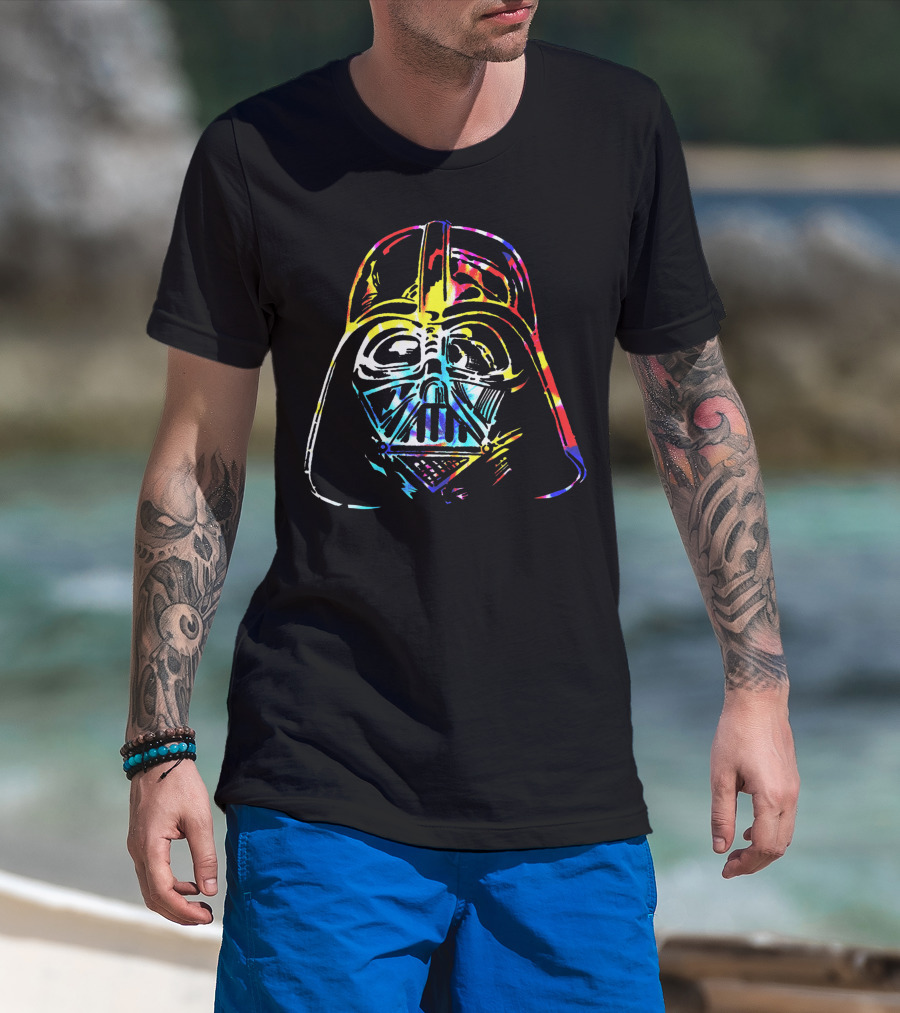 Star Wars Darth Vader Groovy Tie-Dye Colorful Helmet T-Shirt