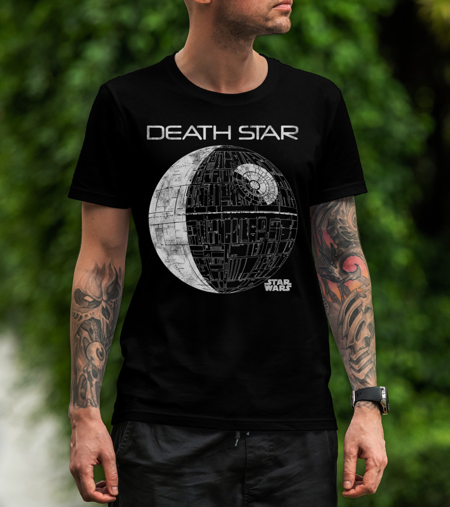 Star Wars Death Star Blueprint Tonal Line T-Shirt