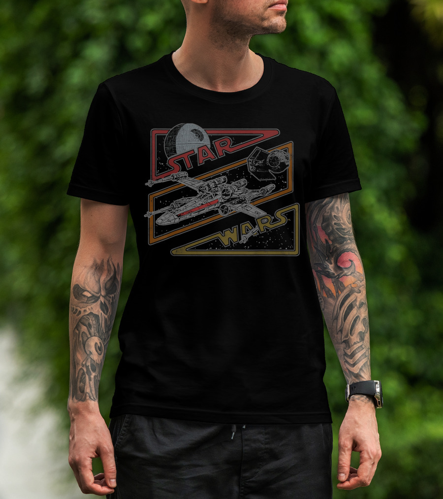 Star Wars Death Star X Wing Tie Fighter Retro T-Shirt