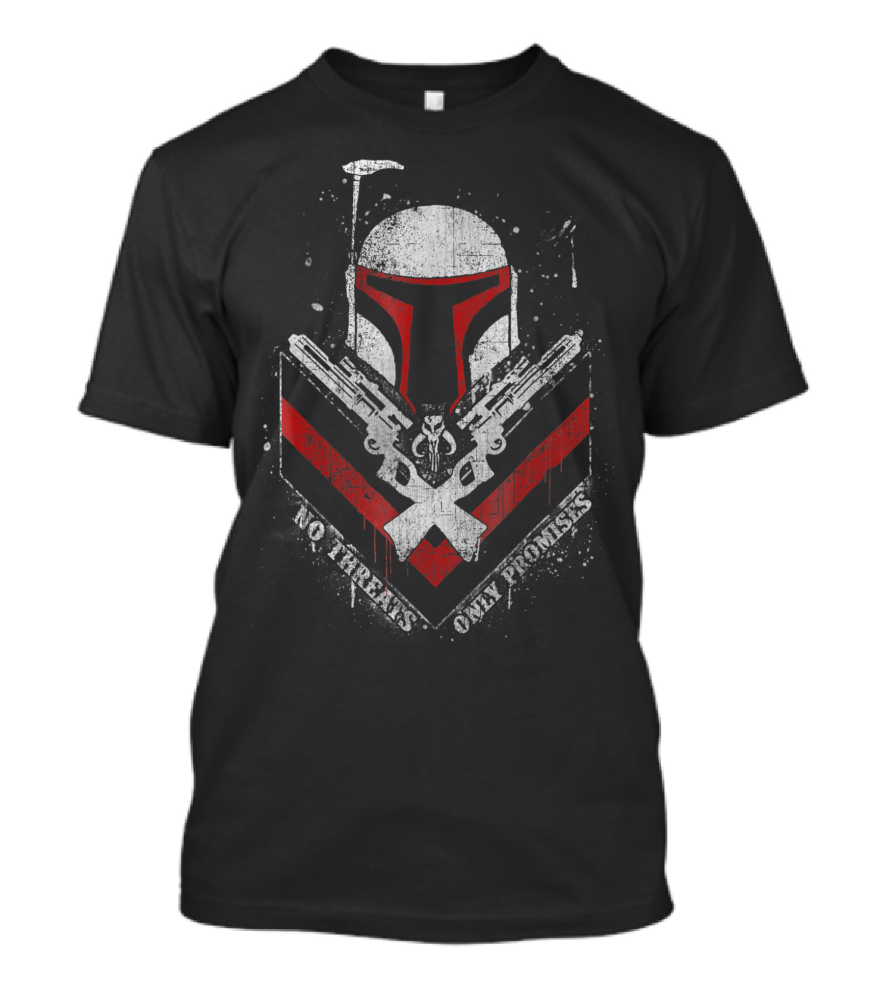 Boba Fett Helmet And Blasters No Threats Only Promises T-Shirt