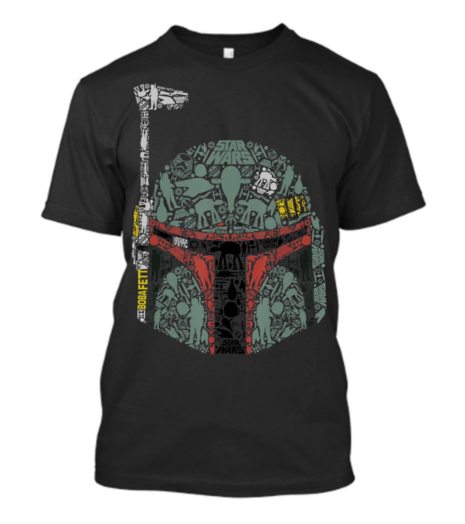Star Wars Boba Fett Helmet Text Art K2 T-Shirt