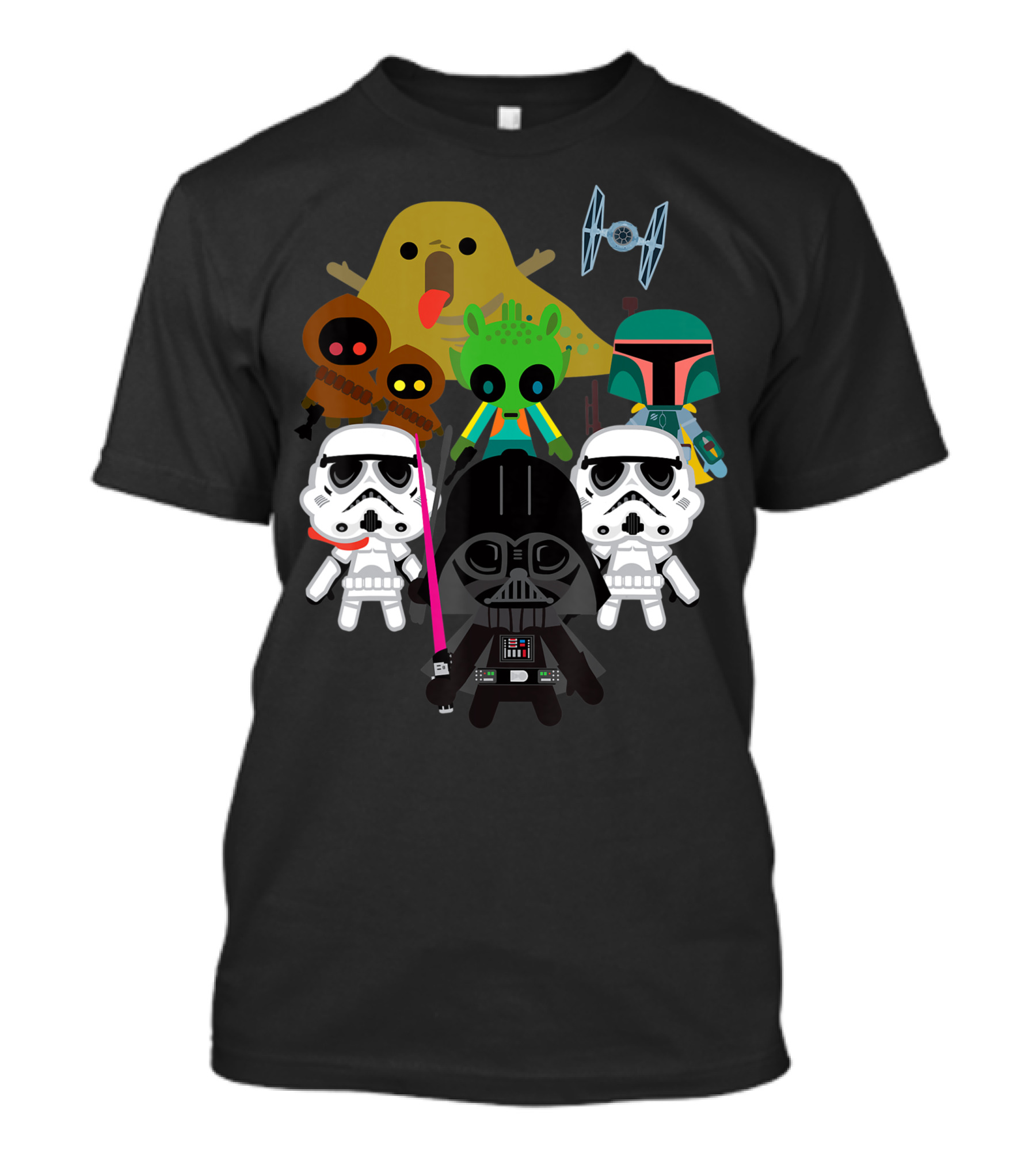 Star Wars Kawaii Villains Darth Vader Boba Fett Stormtroopers Jabba Greedo TIE Fighter T-Shirt