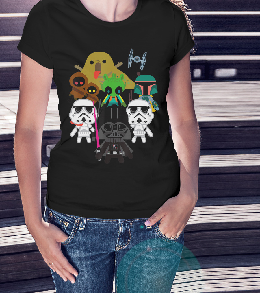 Star Wars Kawaii Villains Darth Vader Boba Fett Stormtroopers Jabba Greedo TIE Fighter T-Shirt