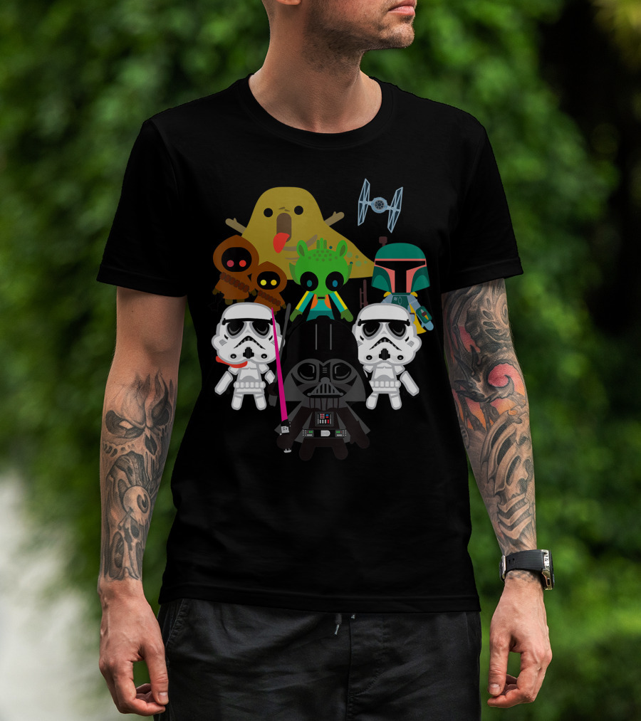 Star Wars Kawaii Villains Darth Vader Boba Fett Stormtroopers Jabba Greedo TIE Fighter T-Shirt