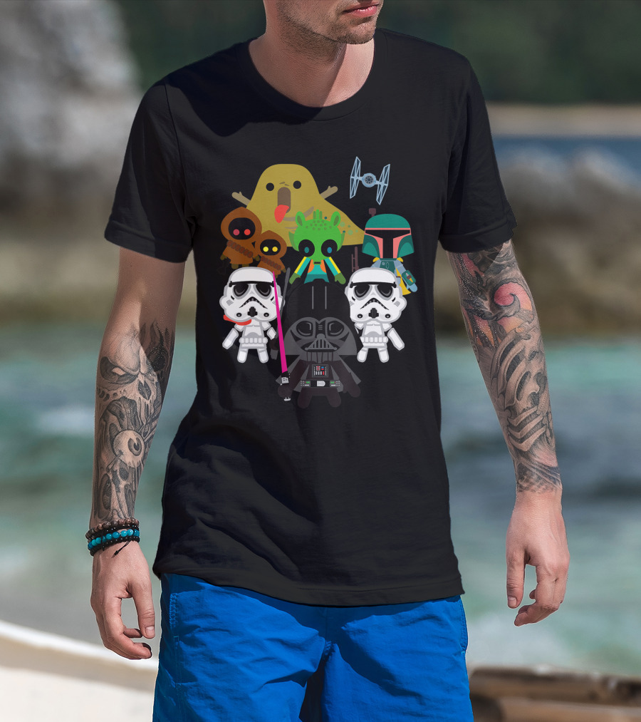 Star Wars Kawaii Villains Darth Vader Boba Fett Stormtroopers Jabba Greedo TIE Fighter T-Shirt