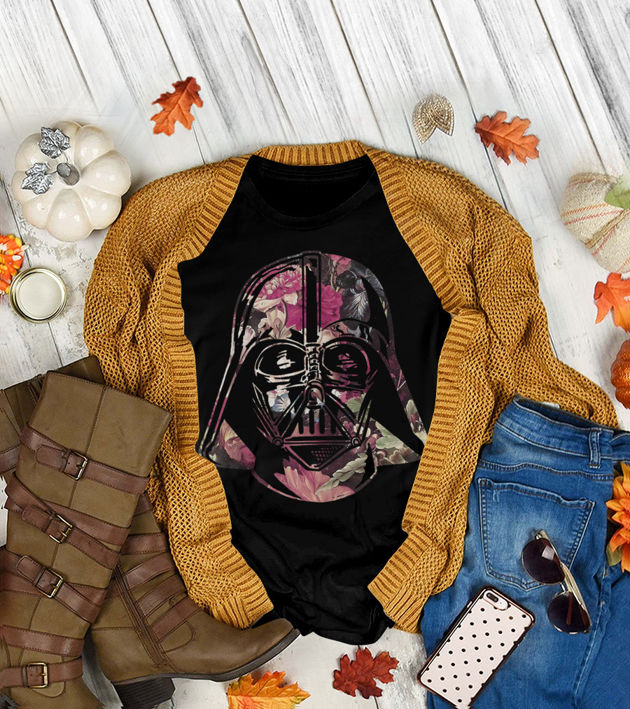Star Wars Darth Vader Helmet Floral T-Shirt