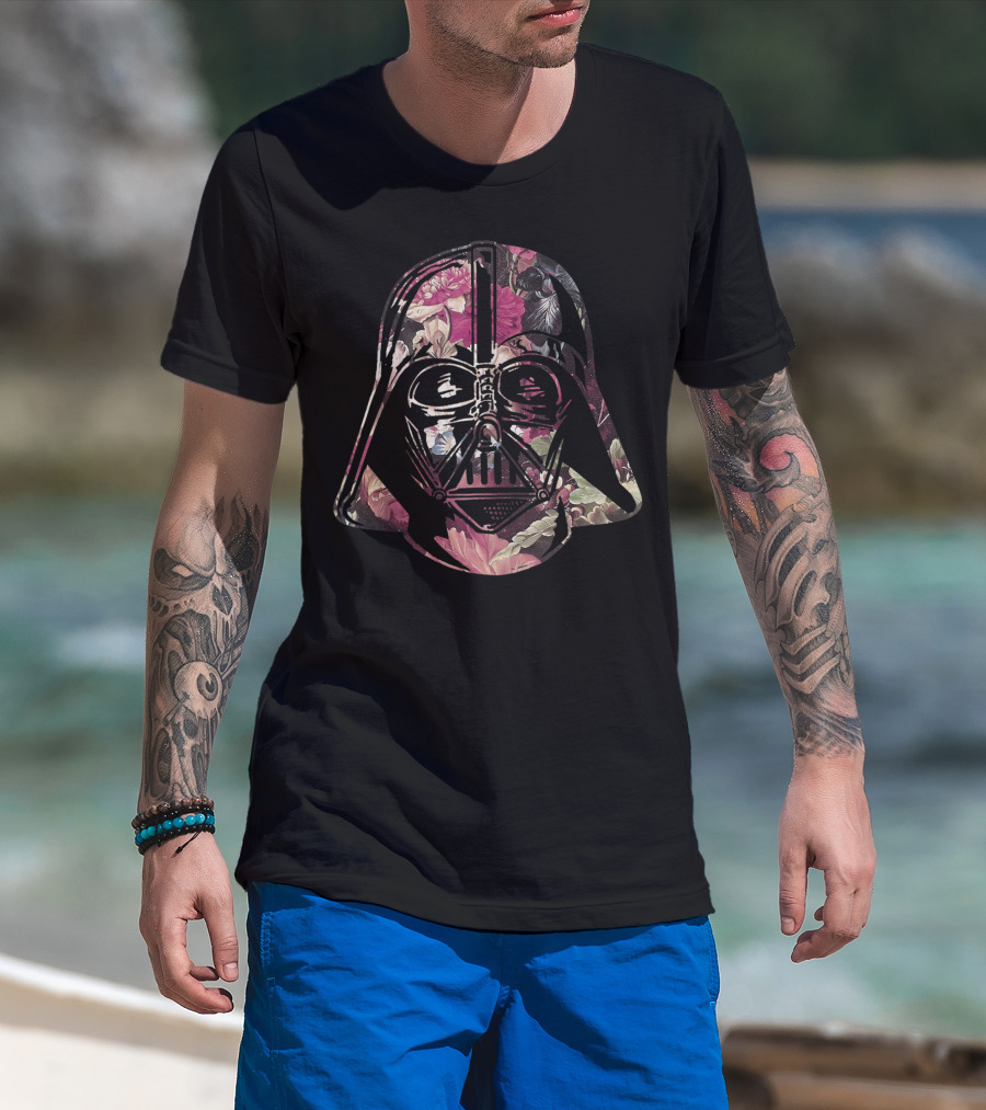 Star Wars Darth Vader Helmet Floral T-Shirt