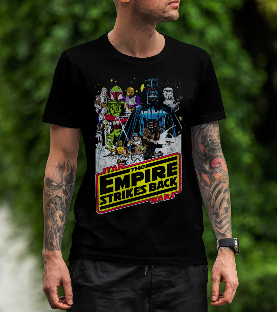 Star Wars The Empire Strikes Back Vintage Comic Art Darth Vader Boba Fett T-Shirt