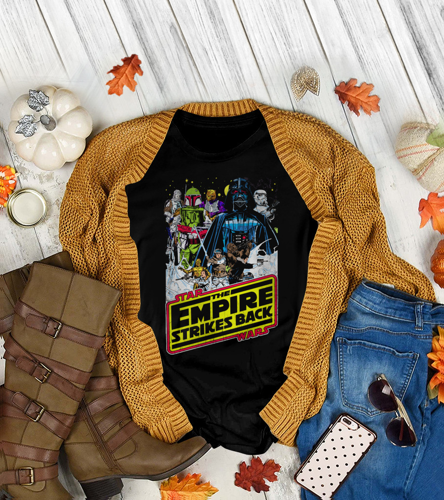 Star Wars The Empire Strikes Back Vintage Comic Art Darth Vader Boba Fett T-Shirt