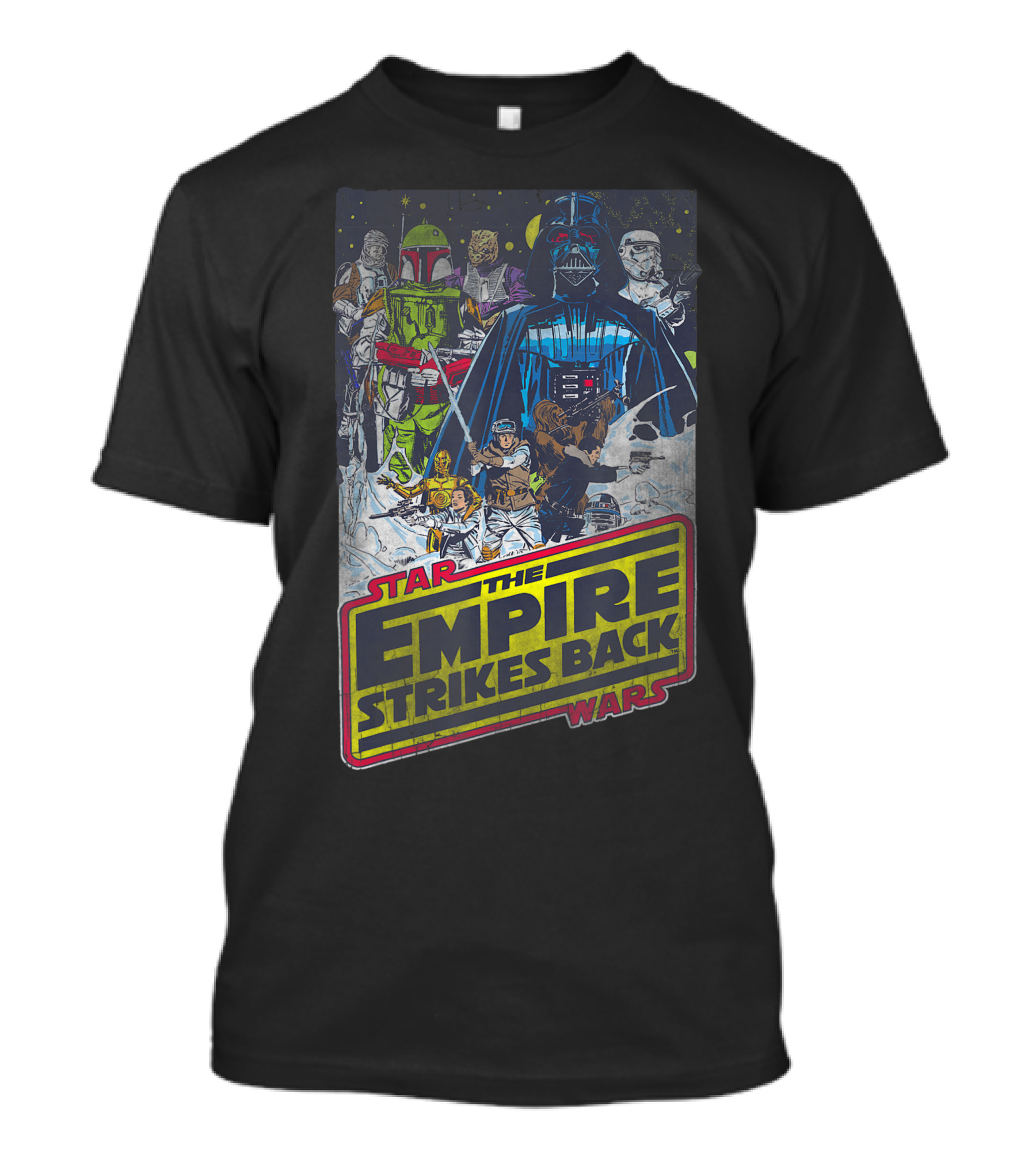 Star Wars The Empire Strikes Back Darth Vader Boba Fett Stormtroopers Vintage Scene T-Shirt