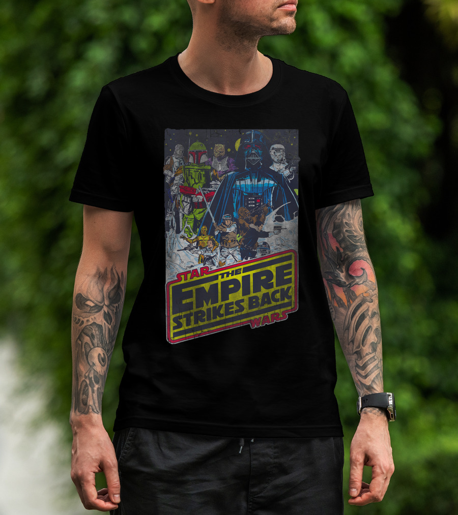 Star Wars The Empire Strikes Back Darth Vader Boba Fett Stormtroopers Vintage Scene T-Shirt