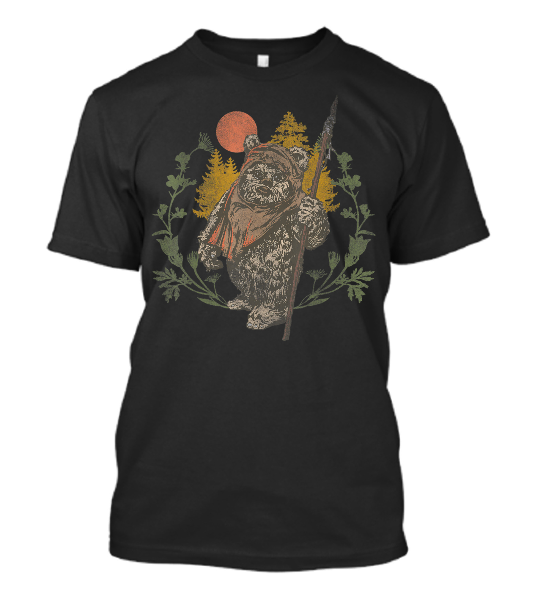Ewok With Spear In Floral Forest Sunset T-Shirt